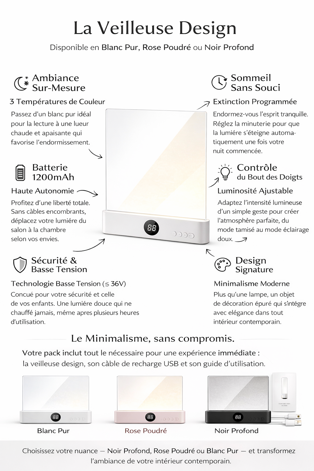 Lampe de lecture LED portable rechargeable